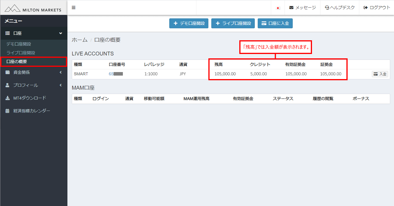 Milton Markets(ミルトンマーケッツ)のbitwallet (ビットウォレット)による入金方法「9」