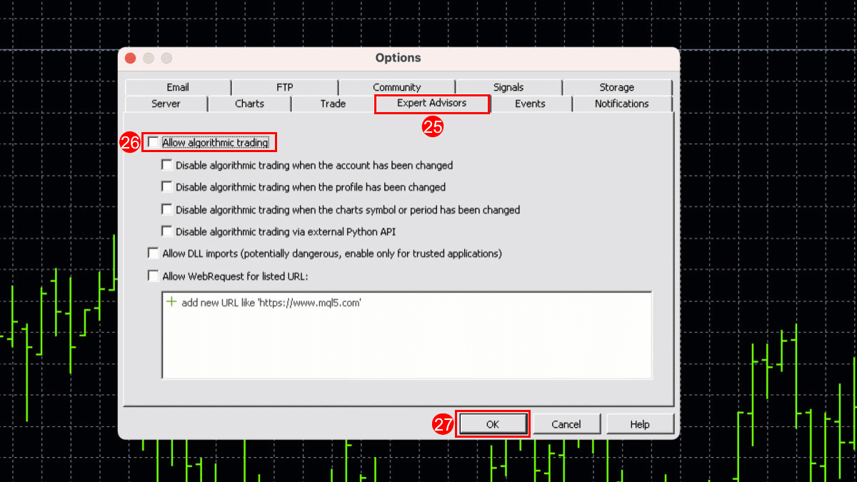 Exness(エクスネス)のMetaTrader(メタトレーダー)のMT4・MT5でEA(エキスパートアドバイザー)を設定機能ですべて停止させる方法|「Allow algorithmic trading(自動売買を許可する)」