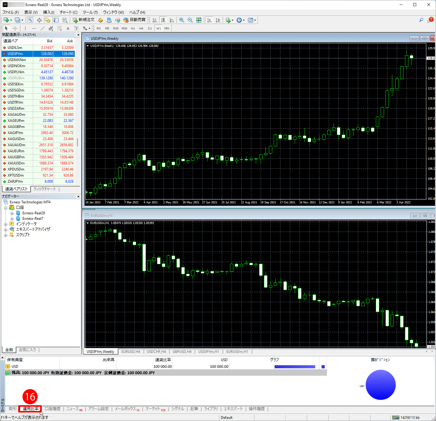 Exness（エクスネス）のMT4・MT5取引プラットフォーム｜保有する金融資産の割合