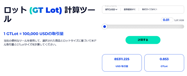 FXGTのGTLotの計算方法？