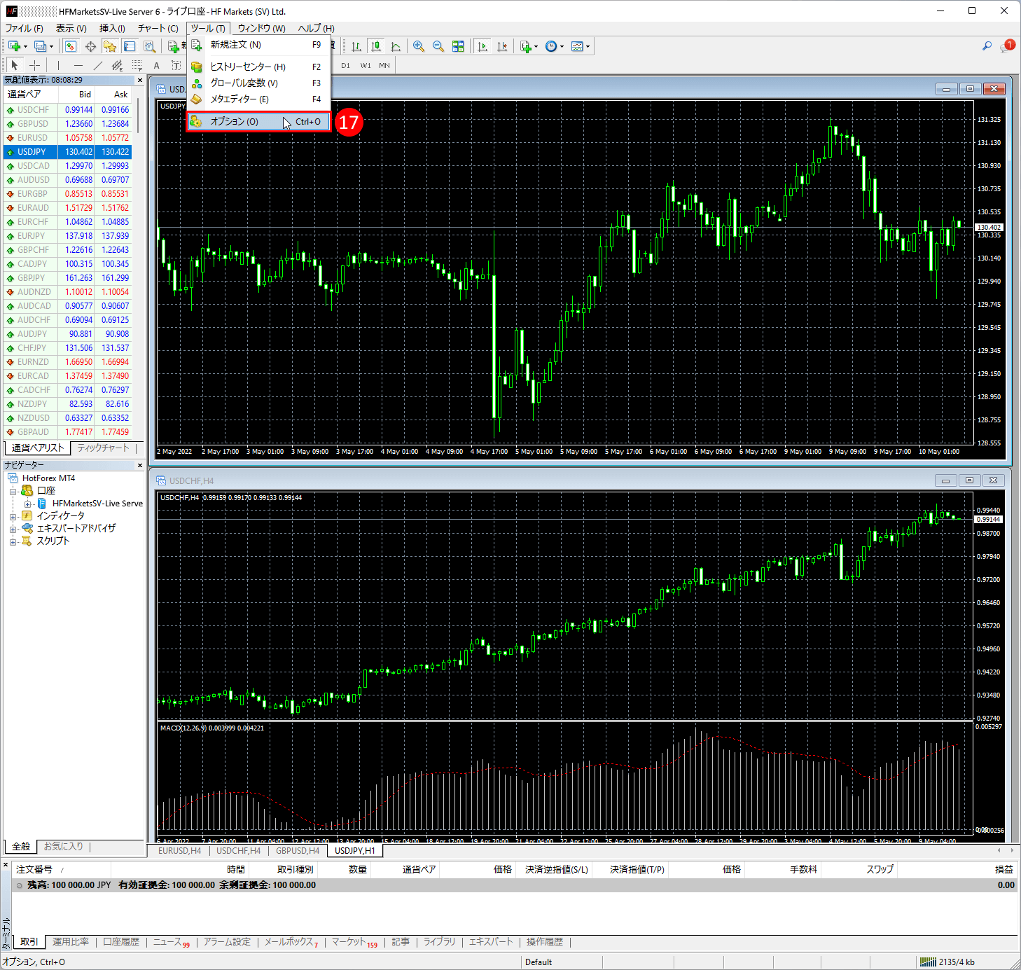 HFM (HFマーケッツ) のメタトレーダー４（MT4）に新規注文を発注時に取引数量を設定方法