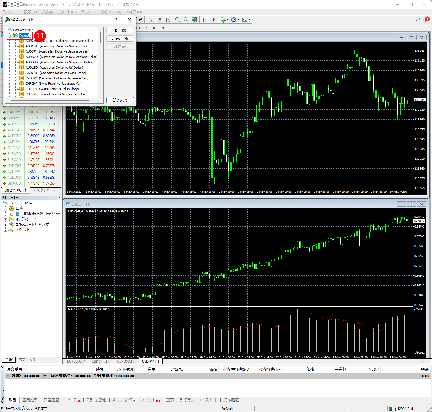 HFM (HFマーケッツ) のメタトレーダー４（MT4）に銘柄の取引条件・確定を確認方法｜全リストが表示され